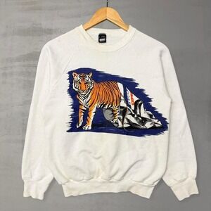 Vintage Screen Stars Sweatshirt White Memphis Tigers Federal Express 80s Large